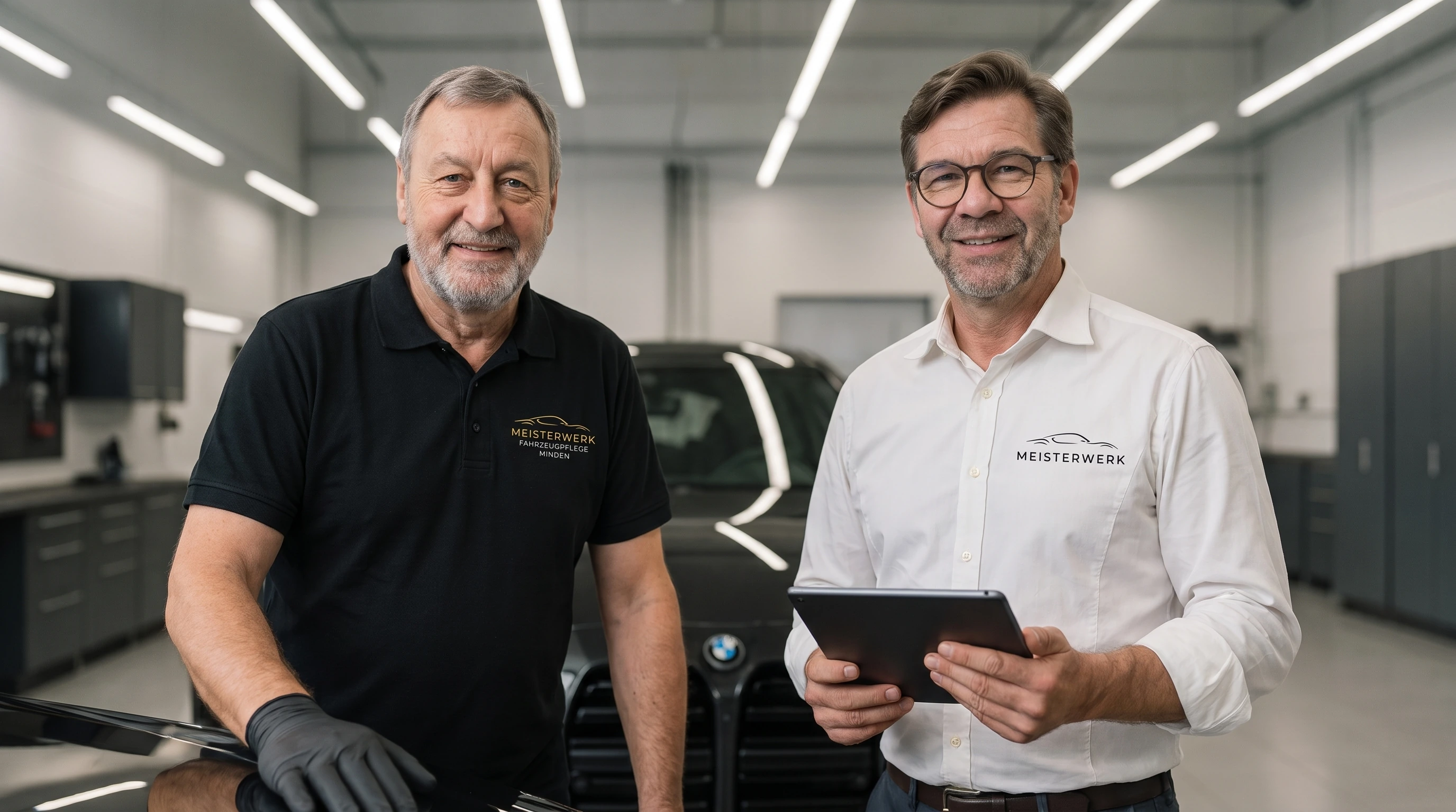 Jörg Laue und Wilfried Pape in der Meisterwerk-Werkstatt an der Kuckuckstraße in Minden